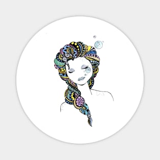 Mermaid colorful hair beautiful design Magnet